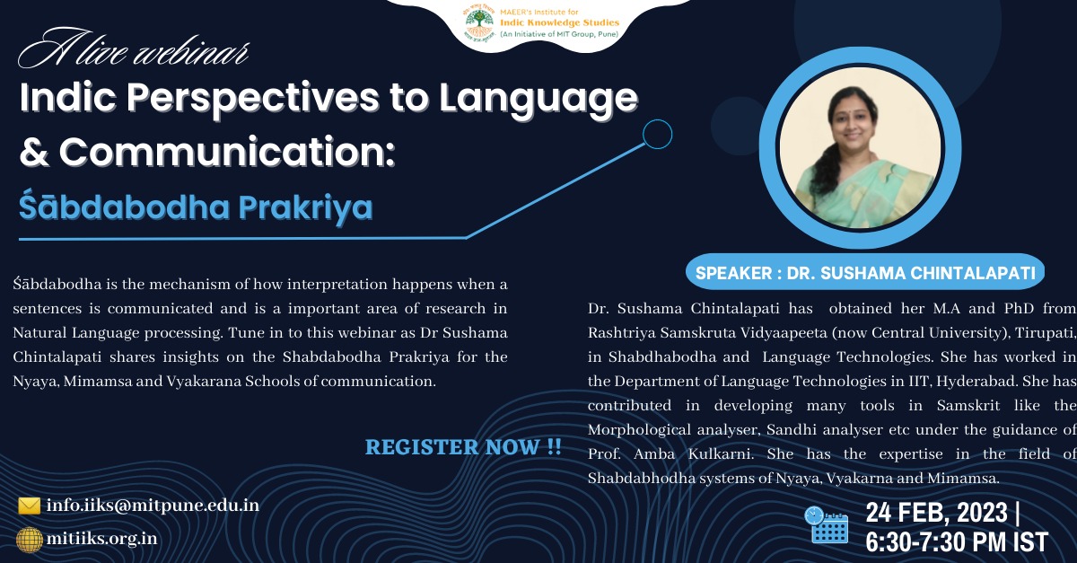 Live Webinar "Indic Perspective to language & Communication: Sabdabodha Prakriya"